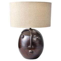 Hand-Sculpted Ceramic Lamp Base by Dalo, Iridescent Face Design, 2025