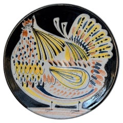 Ceramic Dish "Poule" Signed by Roger Capron, Vallauris 1955
