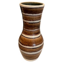 Mid-Century Ceramic Vase with brown enamel signed Gambone Italy, 1960s