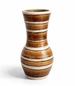 Mid-Century Ceramic Vase with brown enamel signed Gambone Italy, 1960s