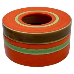 Boîte ronde en céramique Bruno Gambone, finition émaillée, Italie, années 1970