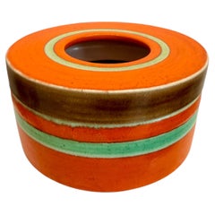 Boîte ronde en céramique Bruno Gambone, finition émaillée, Italie, années 1970