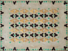 Rectangular Ceramic and Oak Coffee Table by Jacques Lenoble & Jacques Adnet