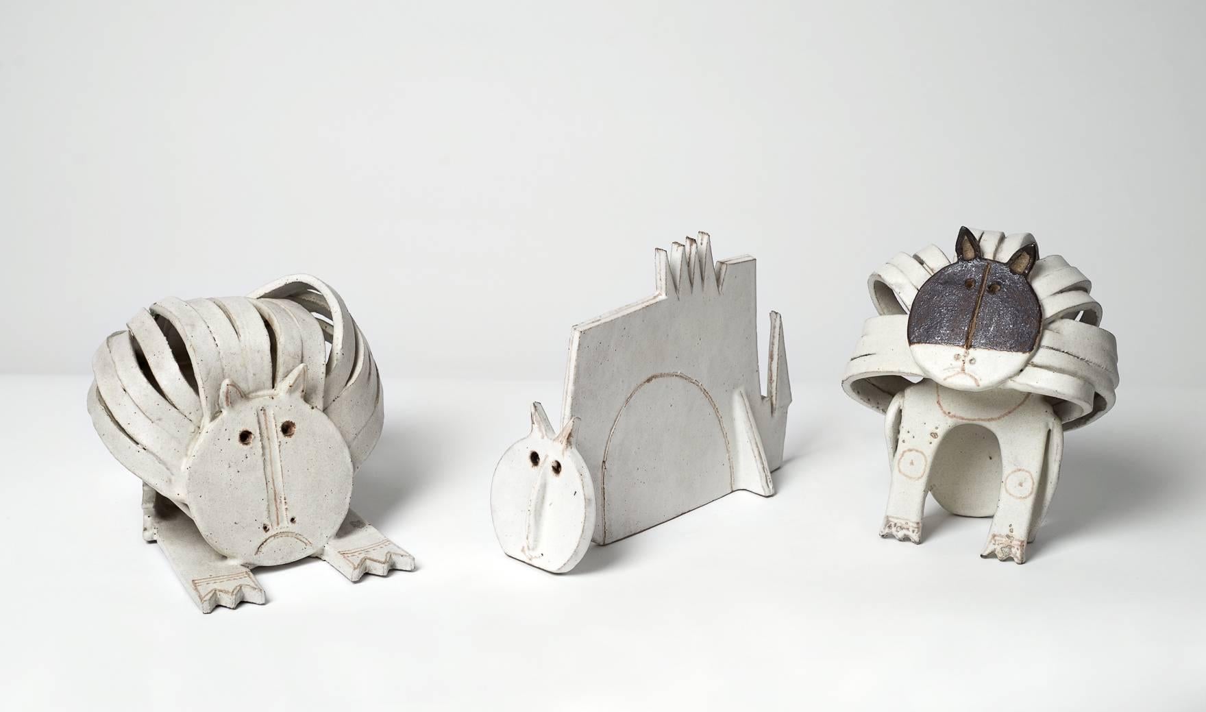 European Bruno Gambone Stylised Cat Ceramic Sculpture