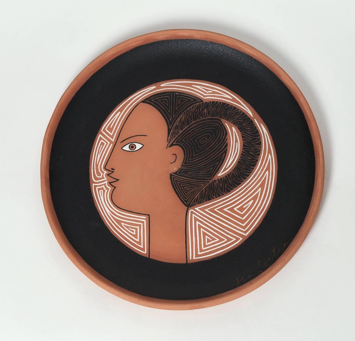 Jean Cocteau ceramic plate Artemis (Diane) 

Edition originale Madeline and Jolly with certificat d'origine, 1962.

N°6/35 exemplaires.
