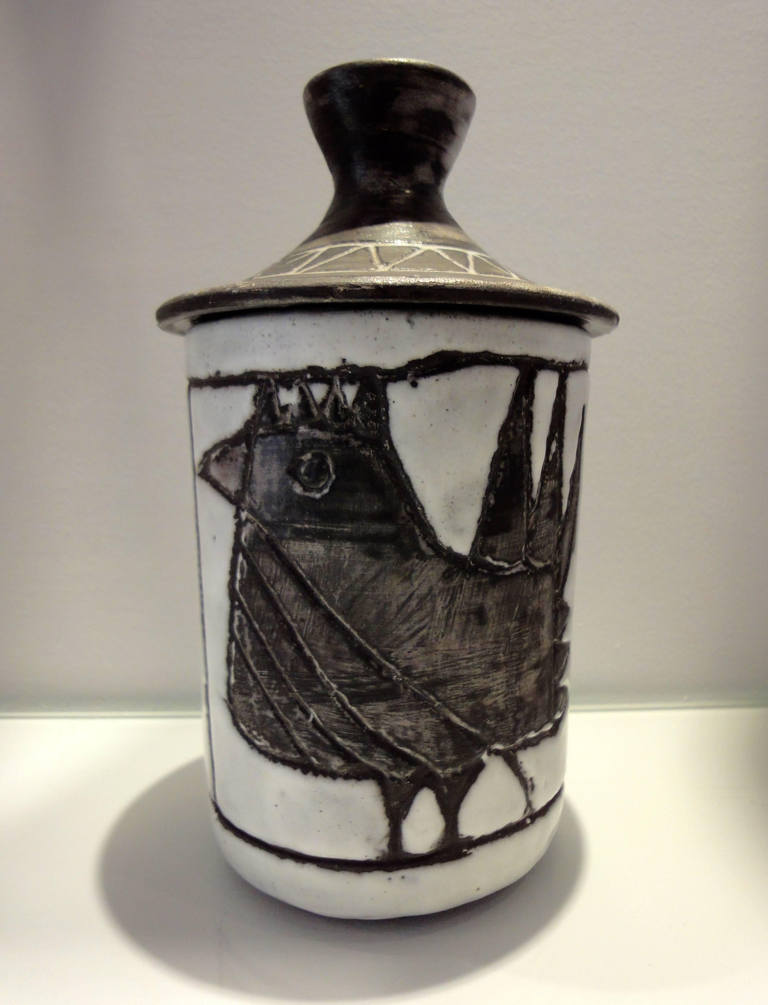 Ceramic Box with Stylized Bird by Jacques Pouchain Atelier Dieulefit, 1960s 2
