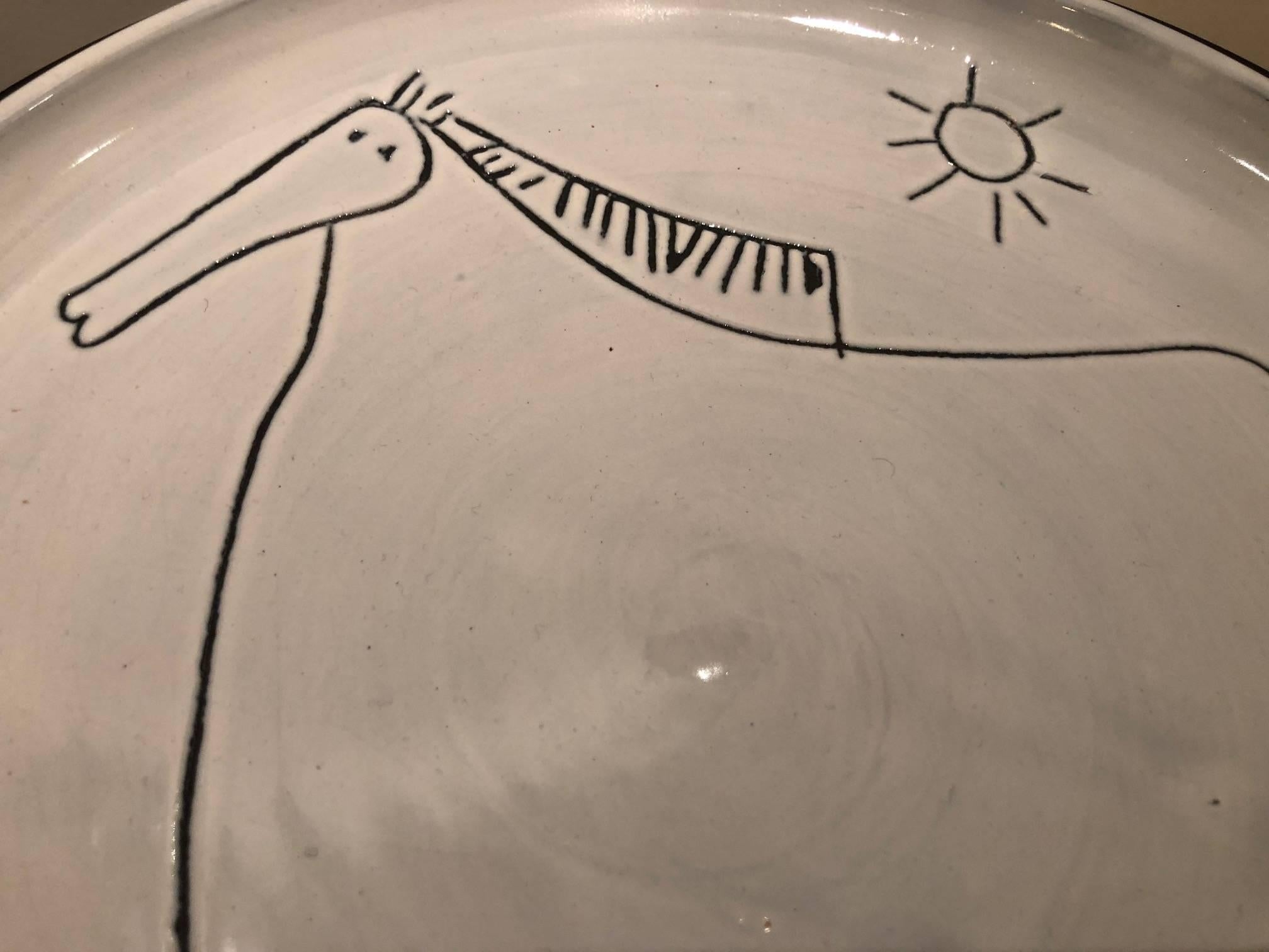 Ceramic Dish with Horse Signed by Jacques Innocenti, 1950s 1