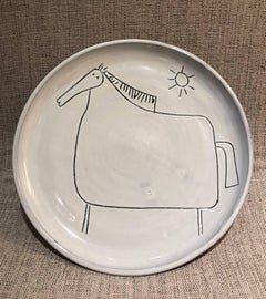 Ceramic Dish with Horse Signed by Jacques Innocenti, 1950s