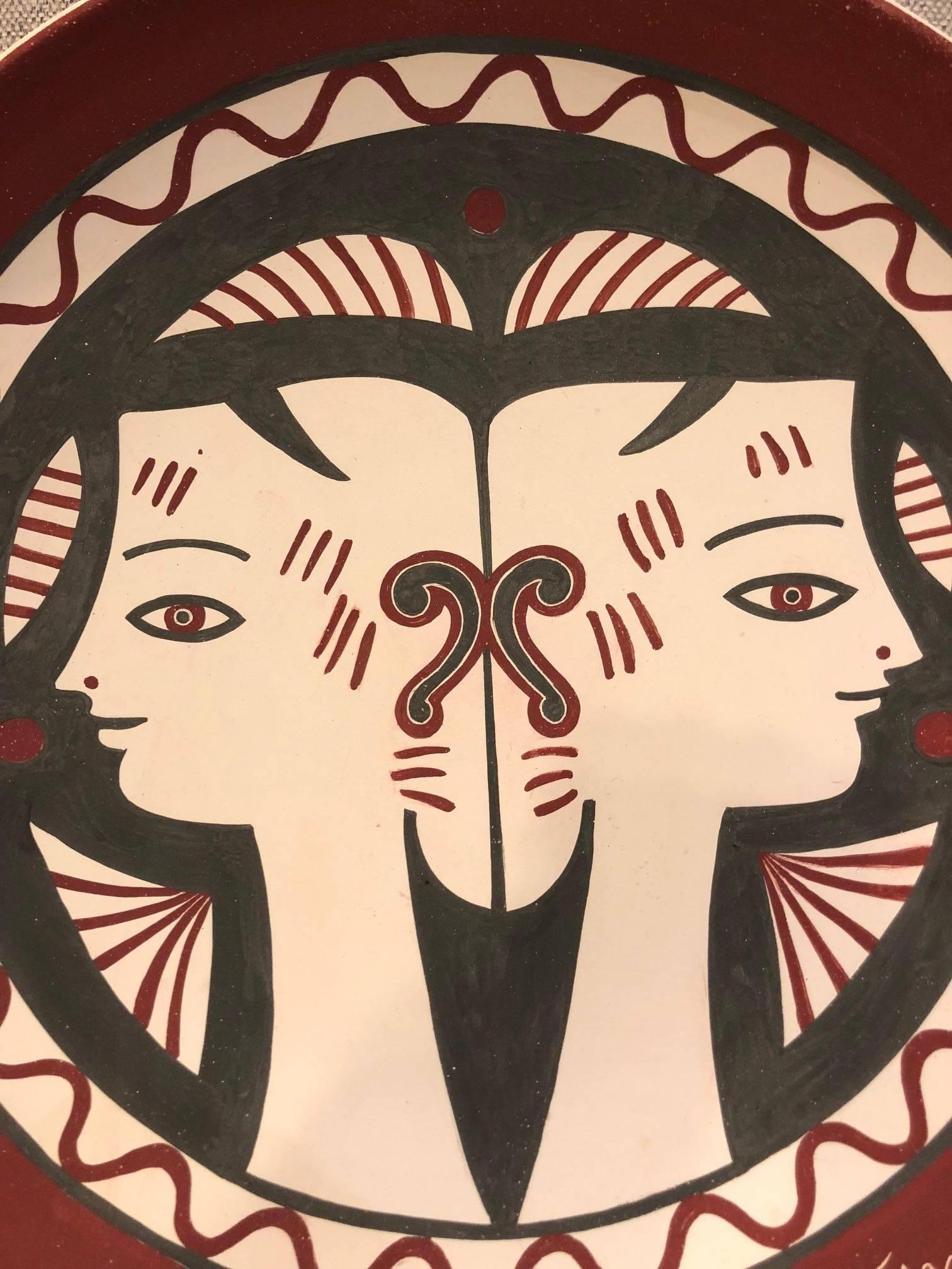 French Jean Cocteau Large Original Edition Ceramic Dish 