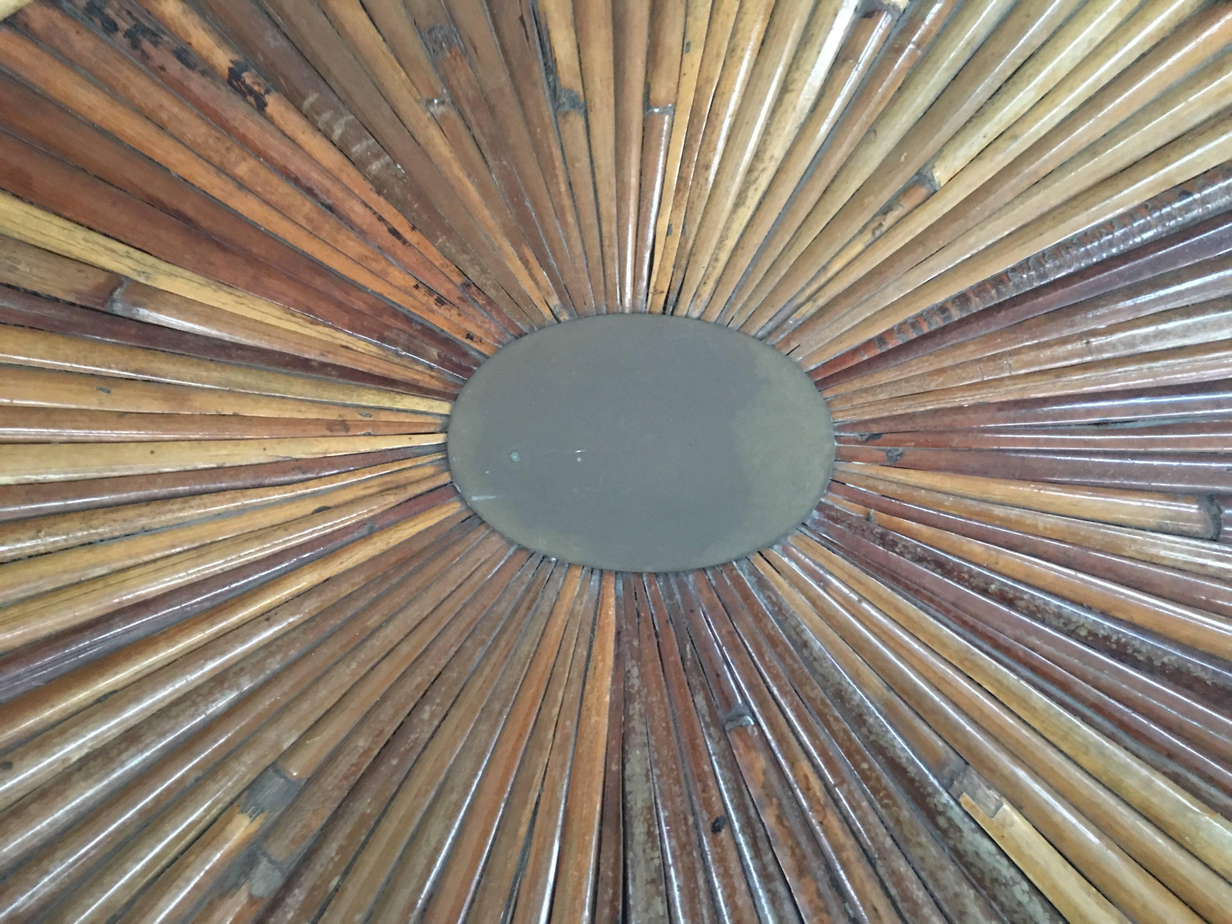 Mid-Century Modern Chic Bamboo Coffee Table Rising Sun Signed Gabriella Crespi