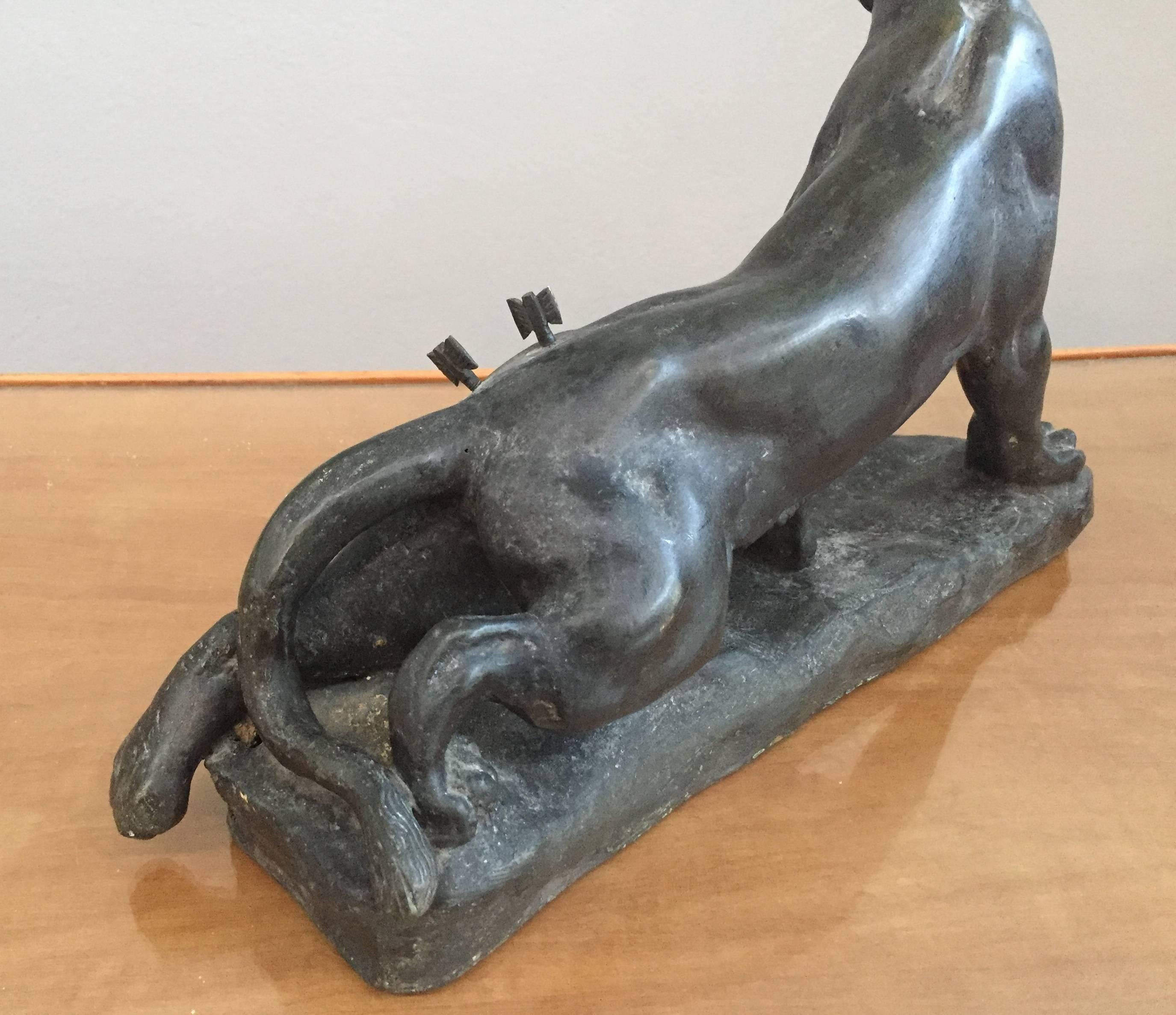 Bronze Panther Signed Charles Valton In Excellent Condition In Piacenza, Italy