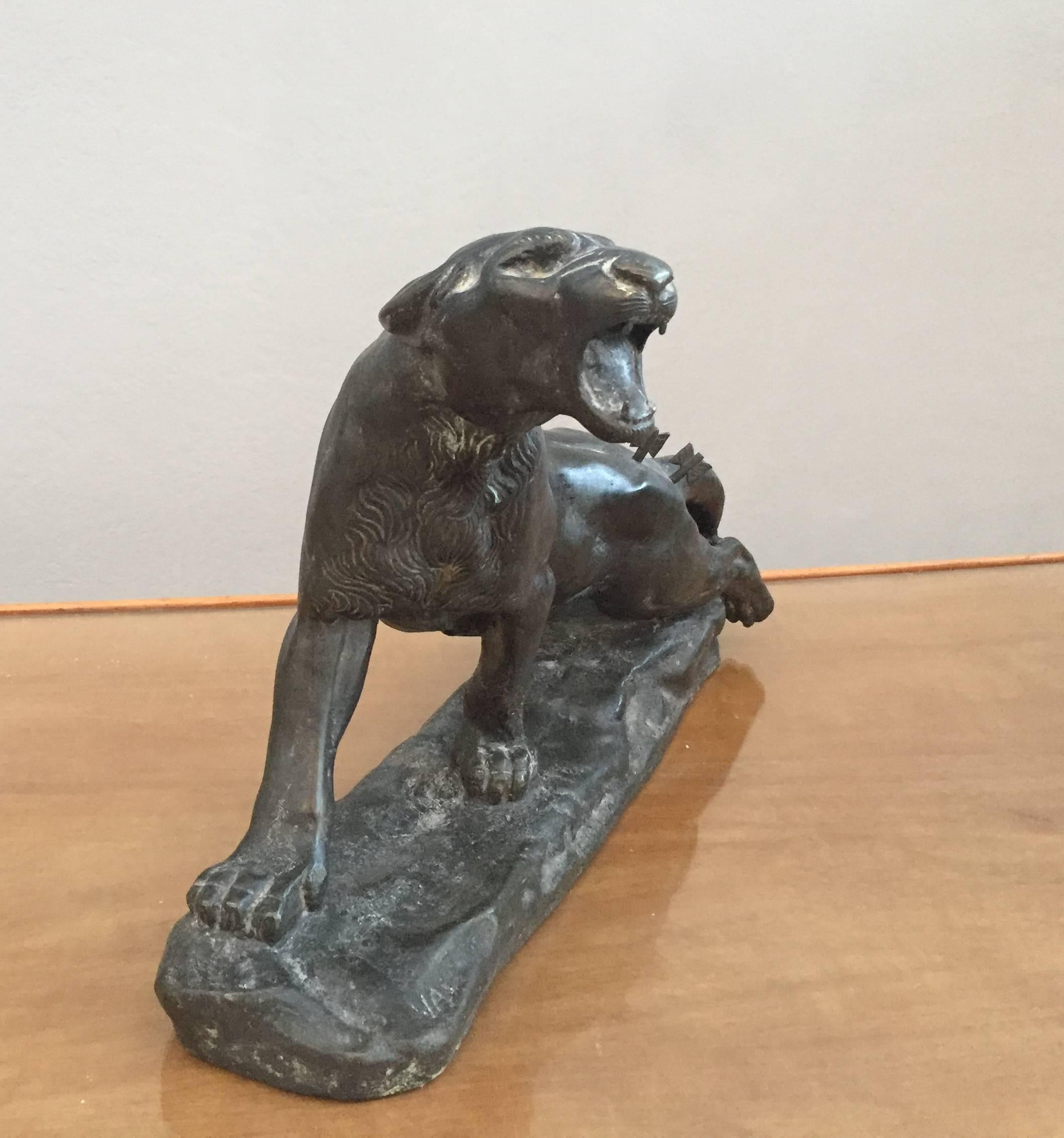 Late 19th Century Bronze Panther Signed Charles Valton