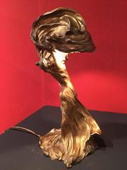 Elegant Bronze Lighted Sculpture by Raoul Larche