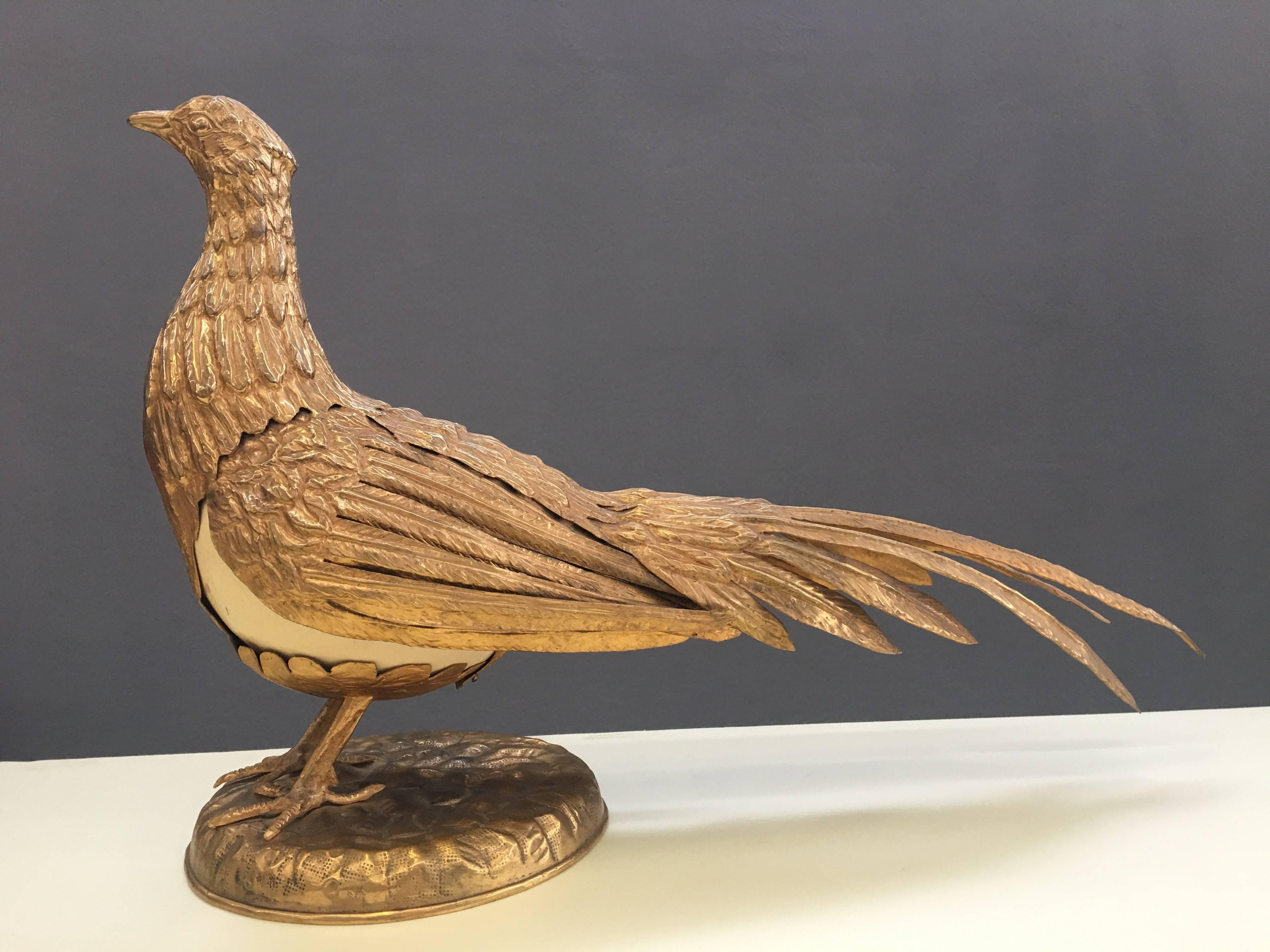 Elegant Pheasant Signed Gabriella Crespi In Excellent Condition In Piacenza, Italy