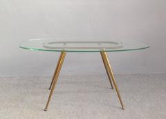 1950s Glass and Brass Coffee Table Fontana Arte Style