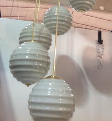 Kronleuchter im Mid-Century-Modern-Stil aus Messing und Murano-Glas, Italien
