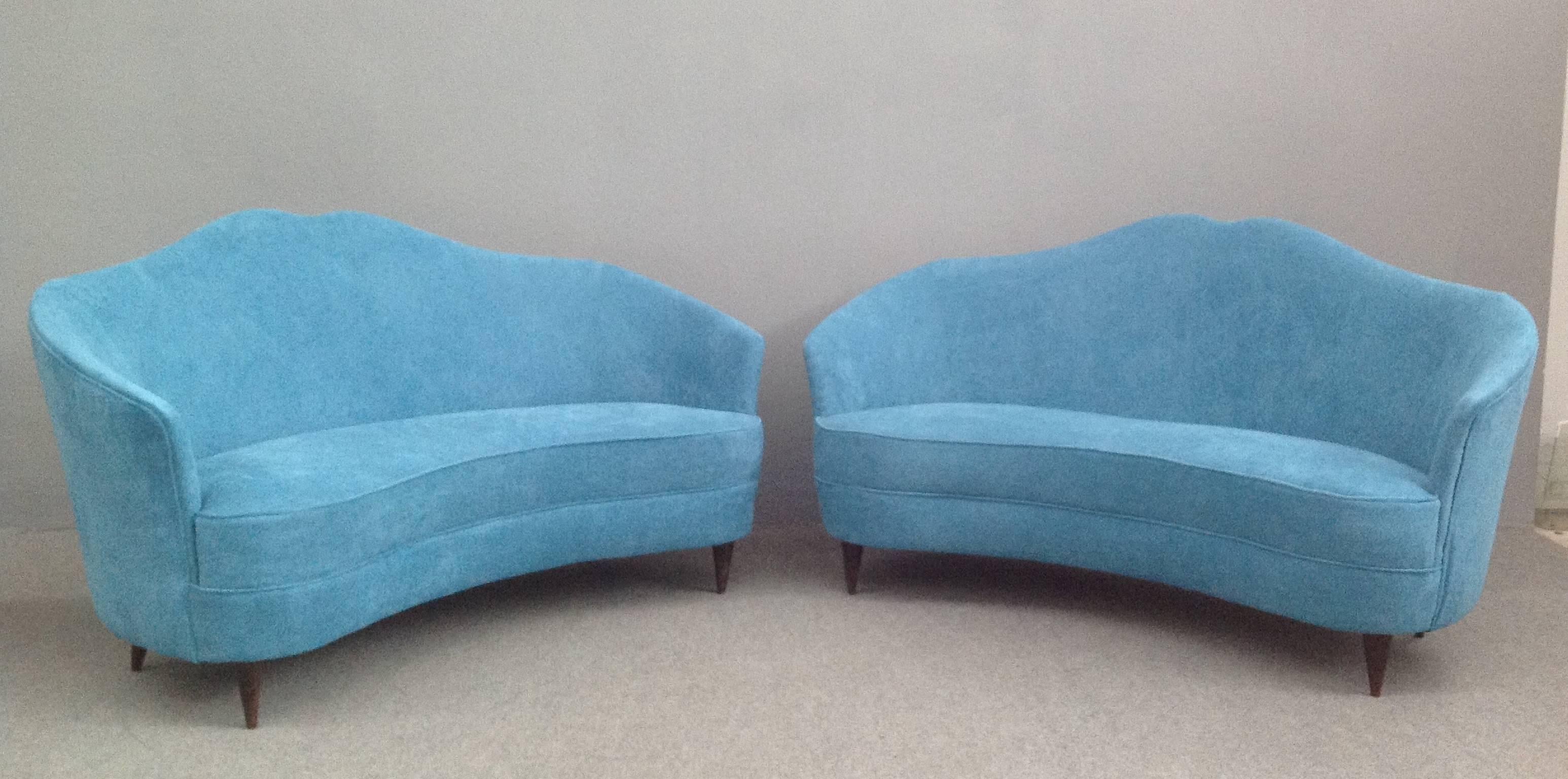 Mid-20th Century Pair of Curved Sofas by ISA