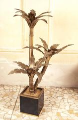Brass Palm Tree Floor Lamp Attributed to Maison Jansen