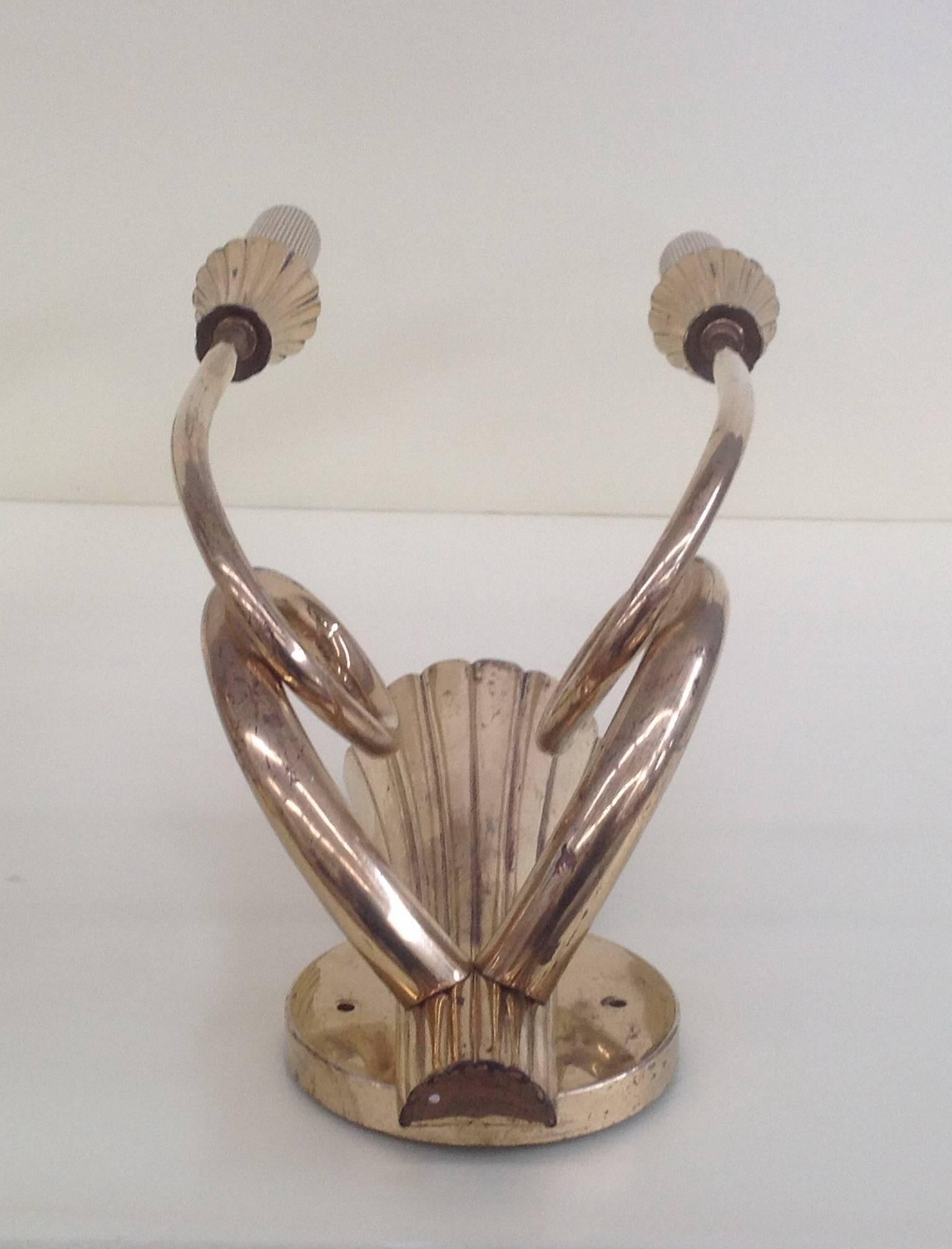Extraordinary Pair of Brass Wall Sconces 1