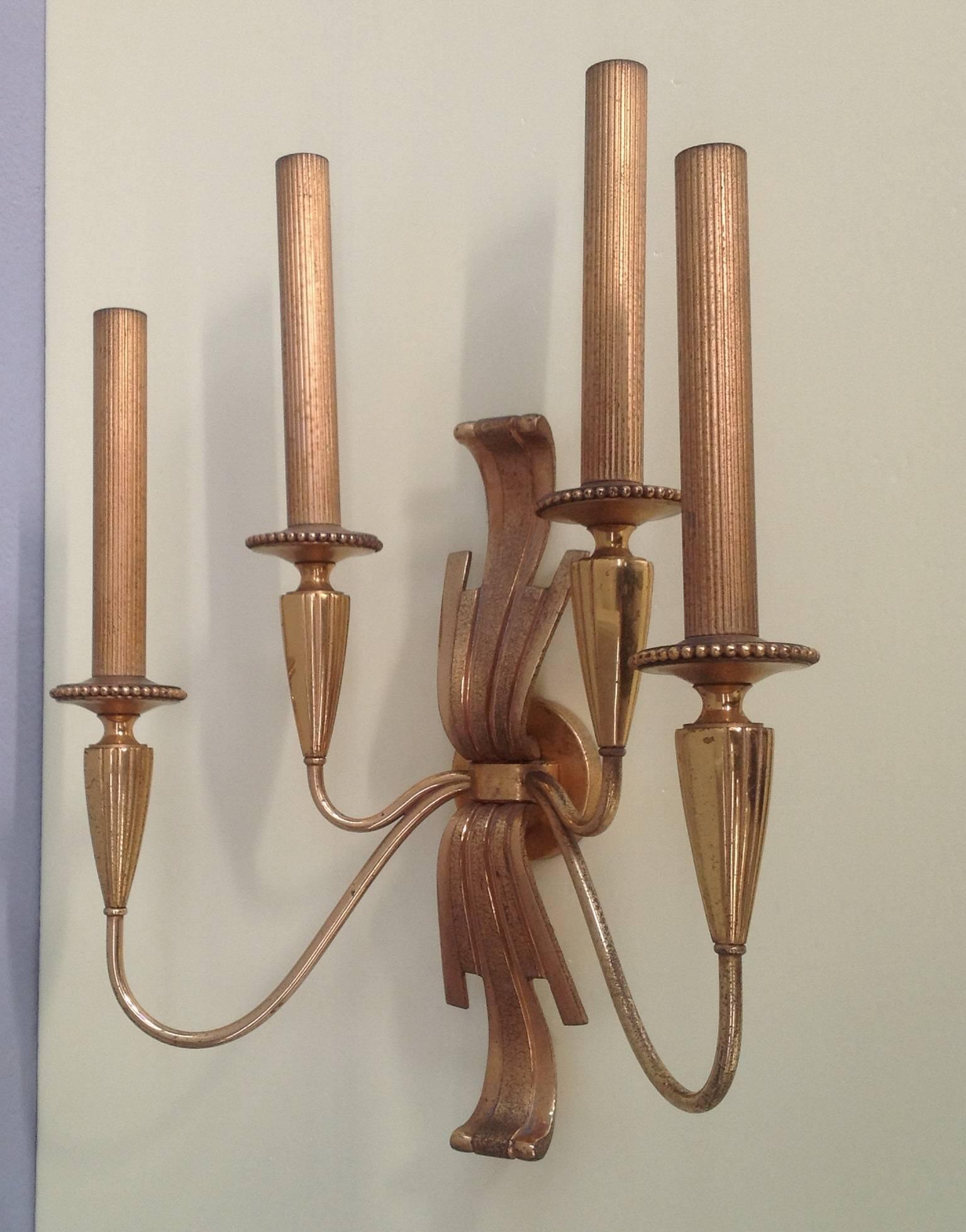 Mid-Century Modern Wonderful bronze wall sconce For Sale