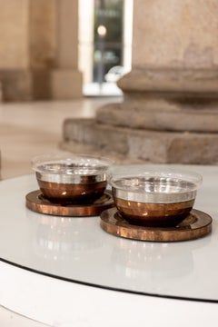 Bols en cuivre et verre Barovier conçus par Gabriella Crespi, certifiés
