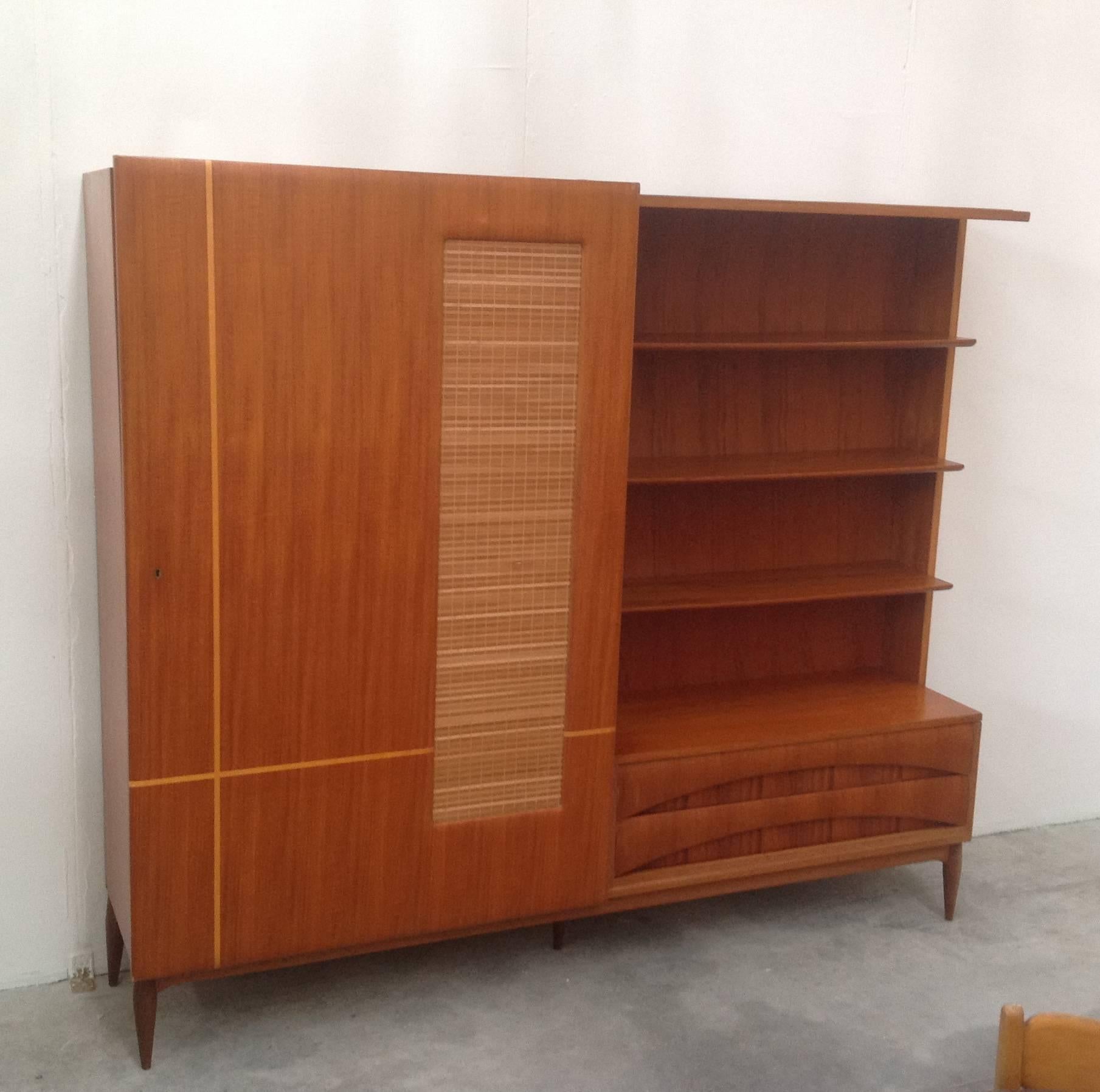 Mid-Century Modern Italian Bookcase Cabinet