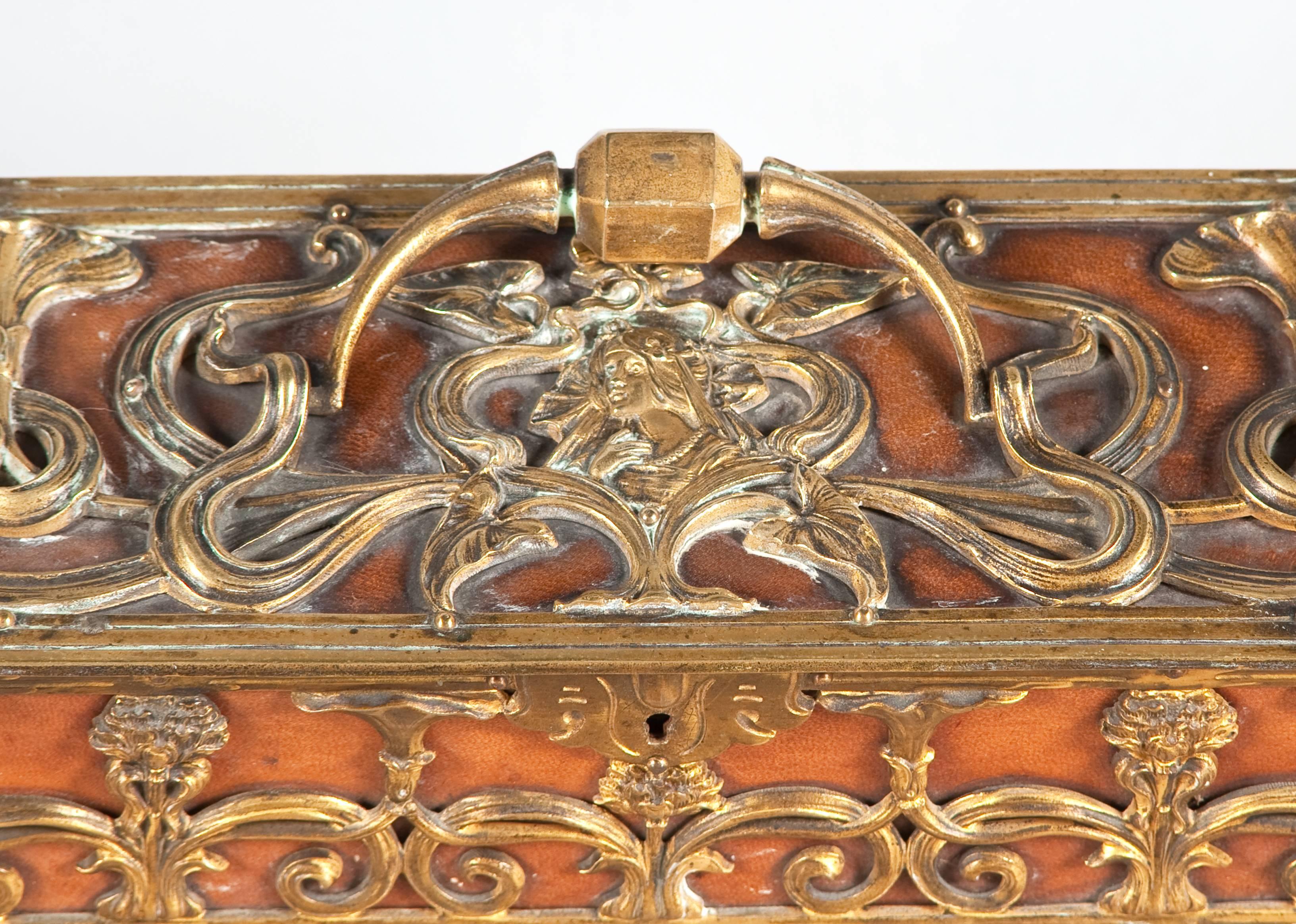 Italian Precious Bronze and Parchment Jewelry Box