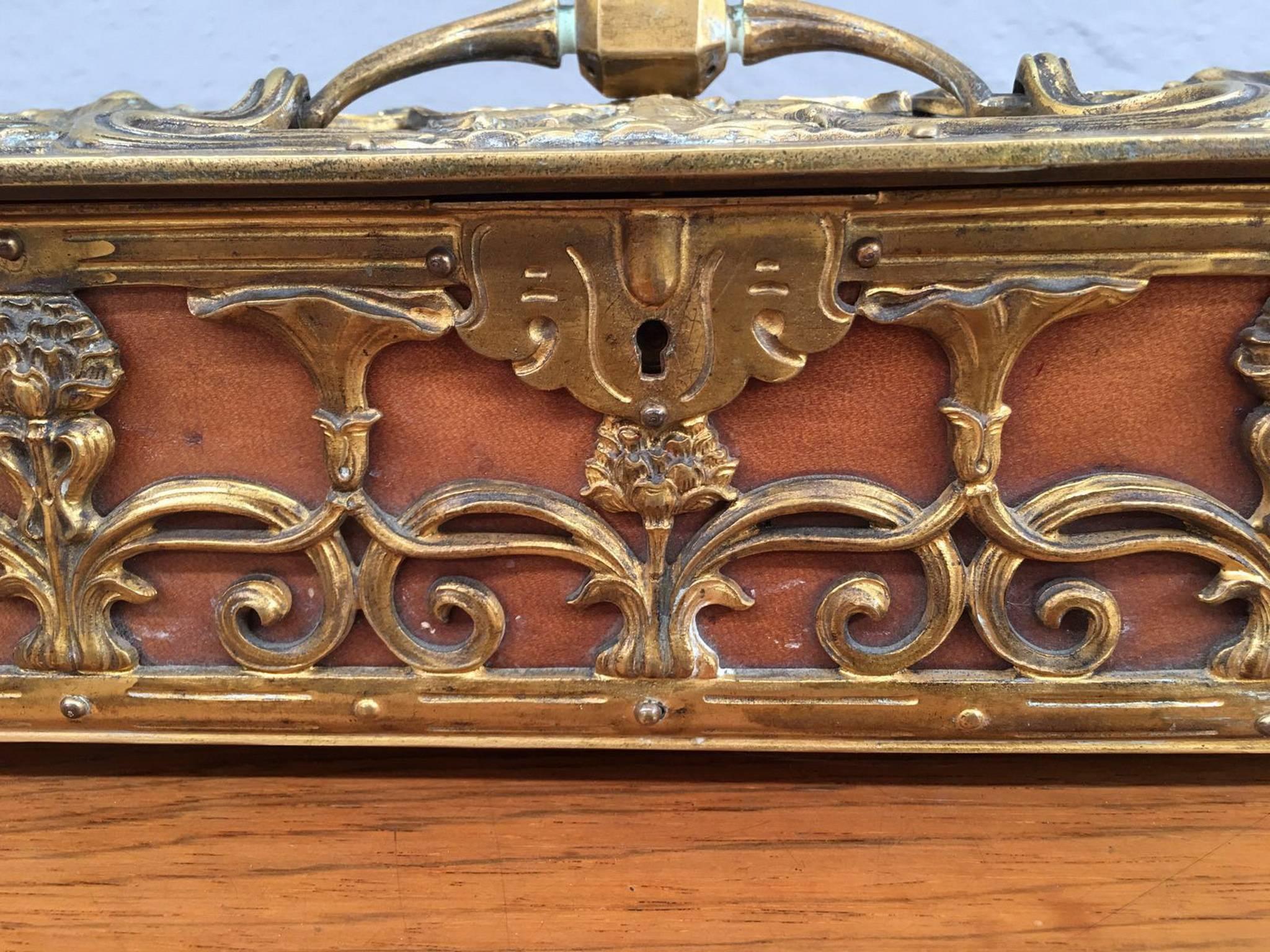 Early 20th Century Precious Bronze and Parchment Jewelry Box
