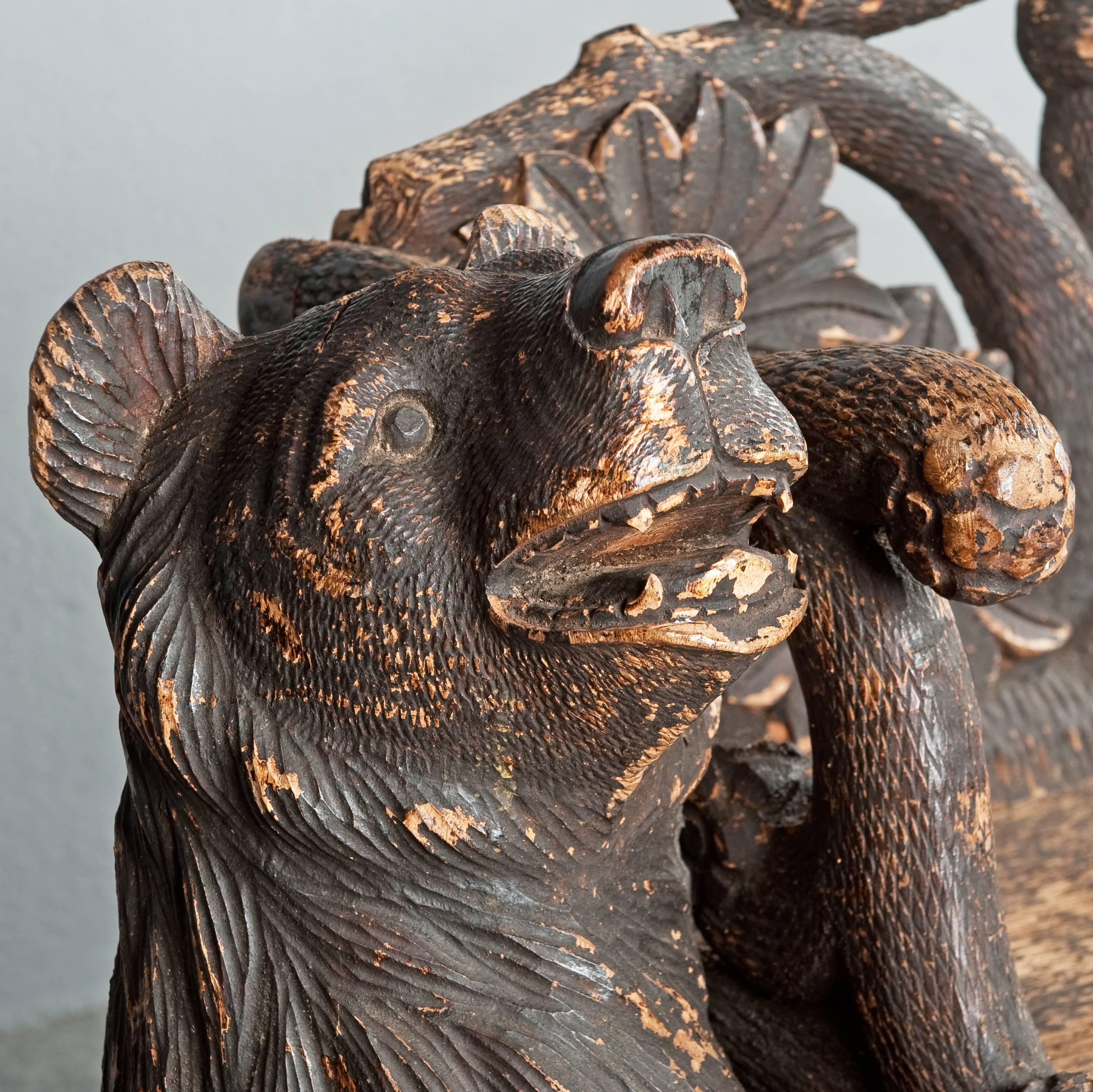 carved bear bench