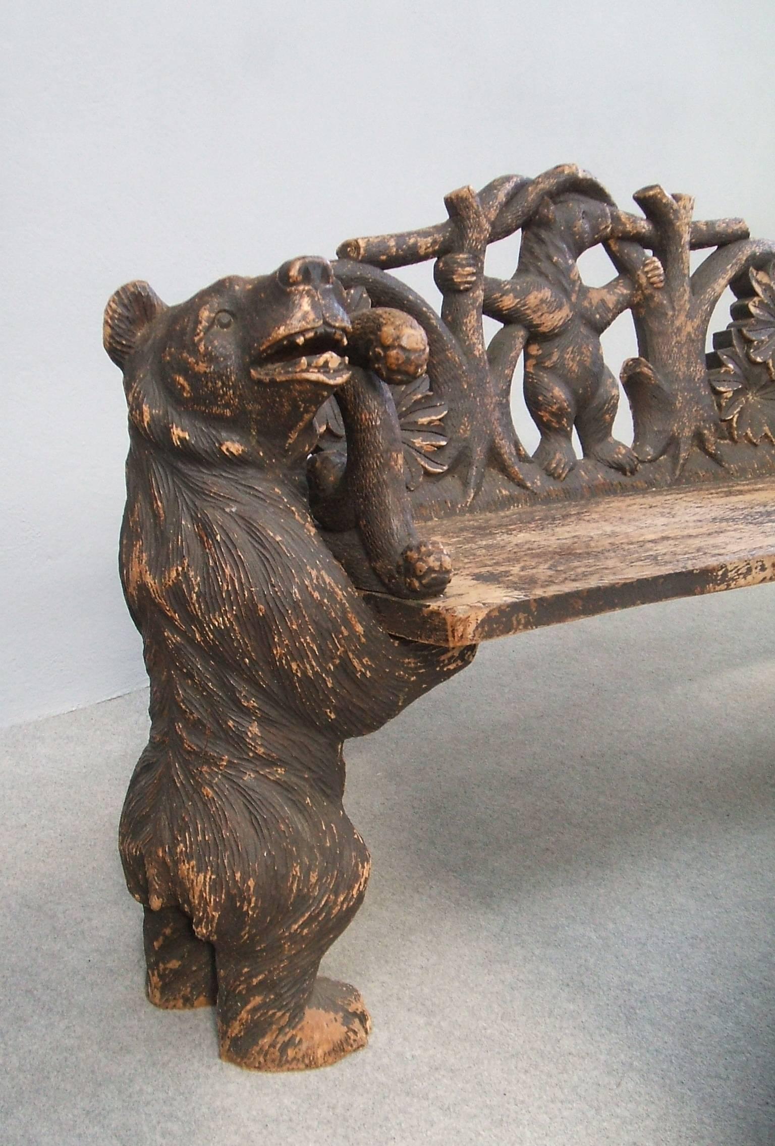 carved wooden bench