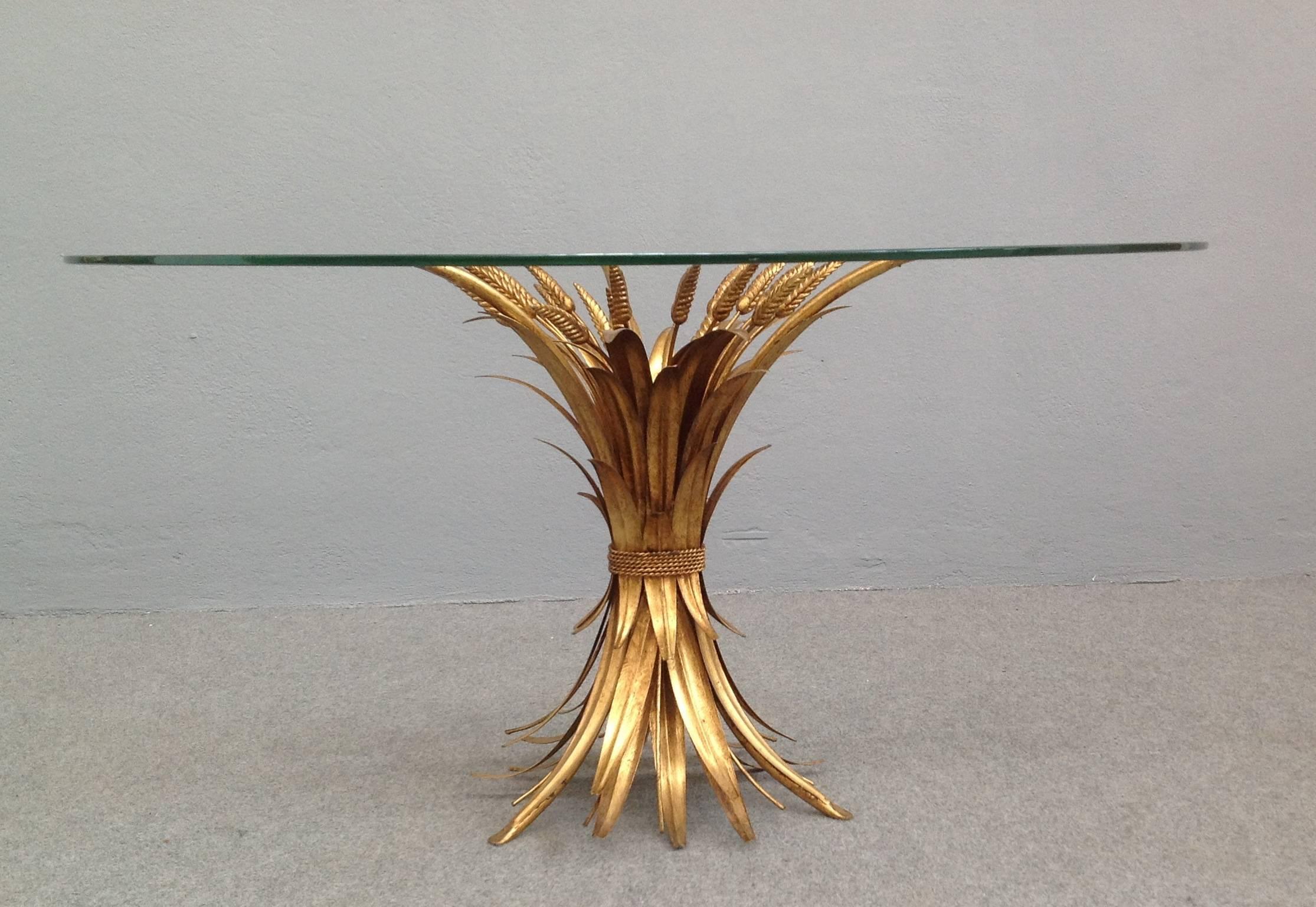 Mid-Century Modern Glamorous French Gilt Wheat Sheaf Coffee Table