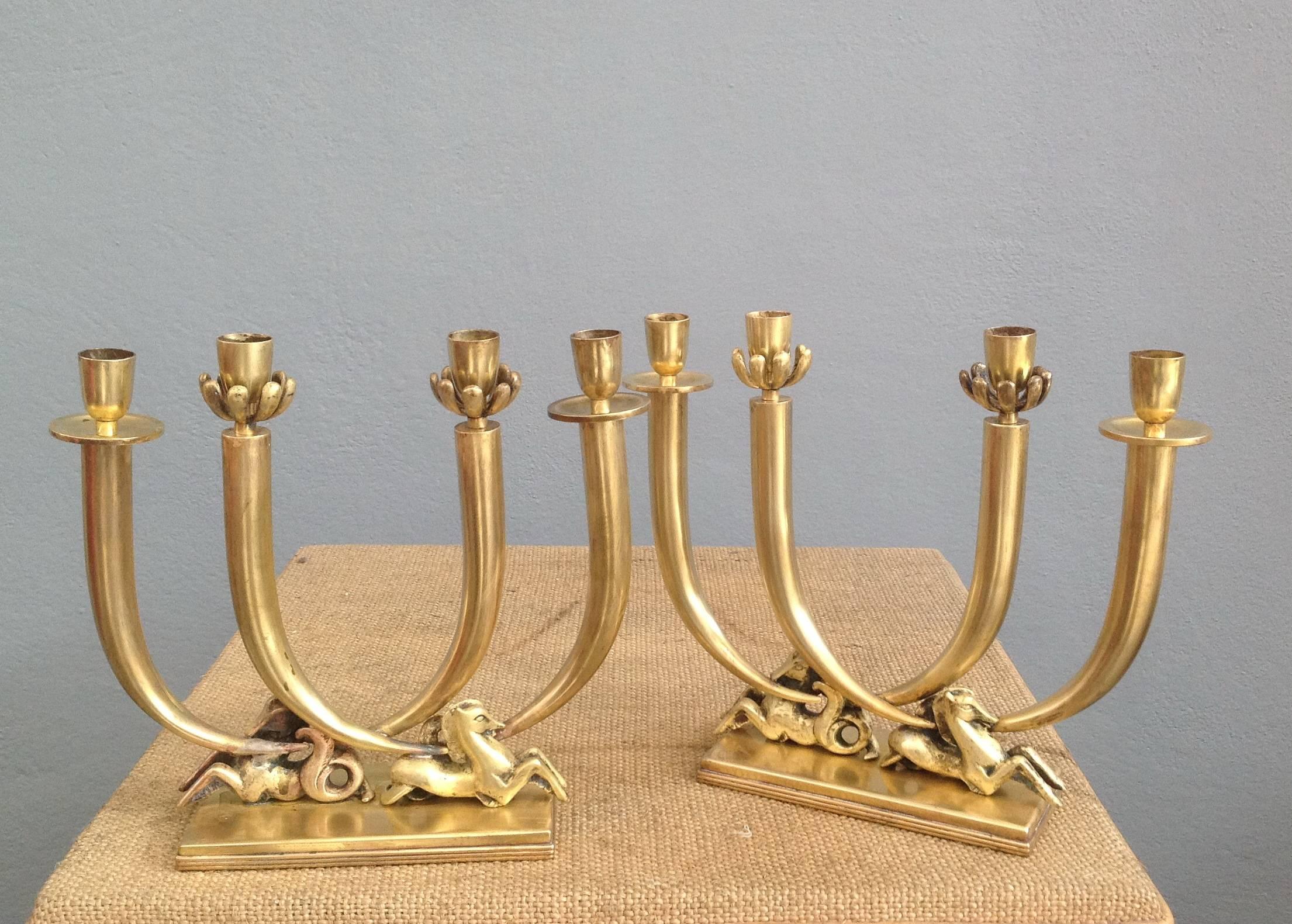 Mid-Century Modern Rare Pair of Candle Holders in the Manner of Gio Ponti