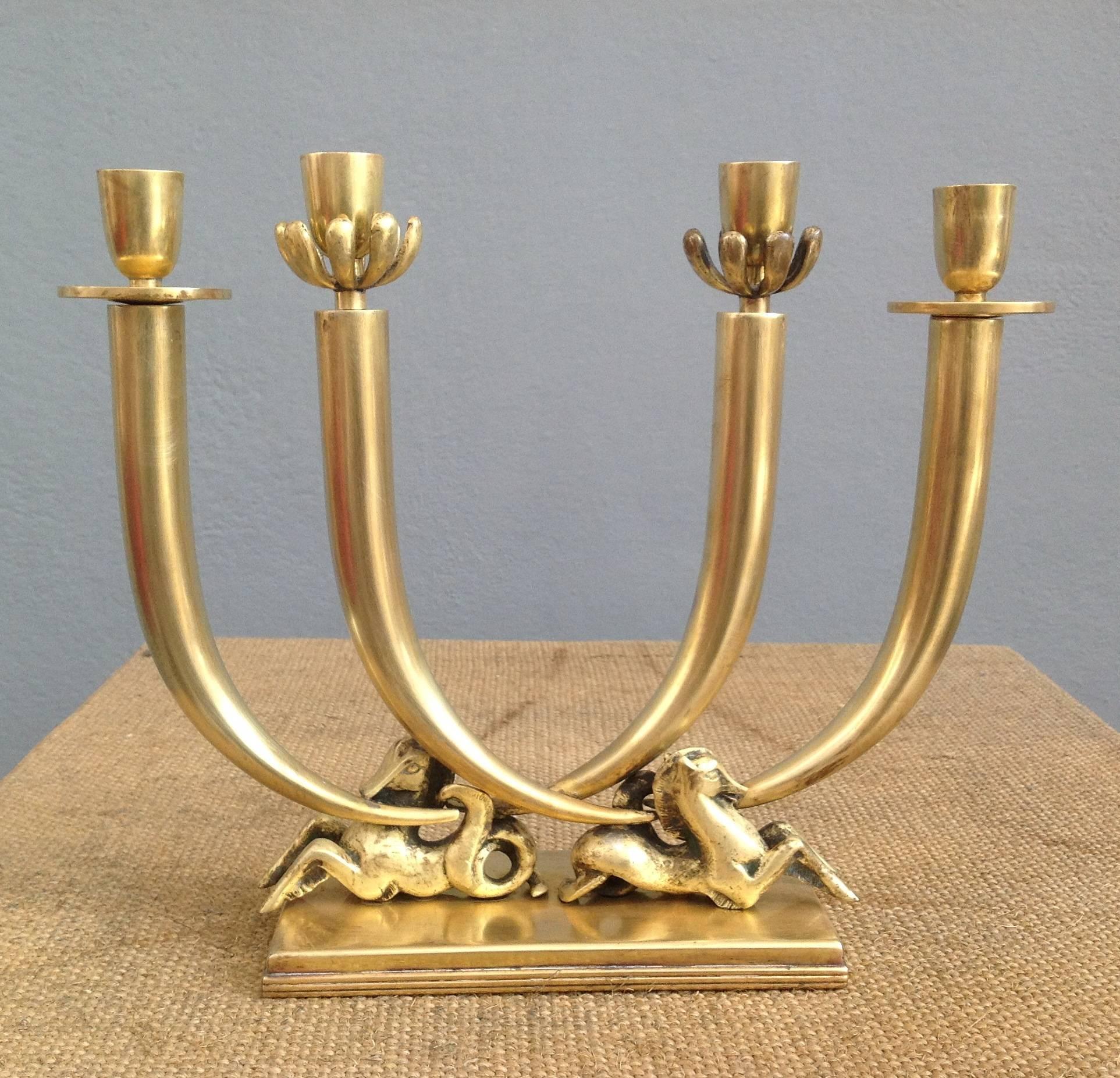 Italian Rare Pair of Candle Holders in the Manner of Gio Ponti