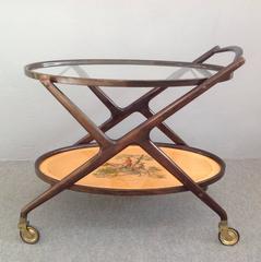 Rare Oval Bar Cart Attributed to Cesare Lacca