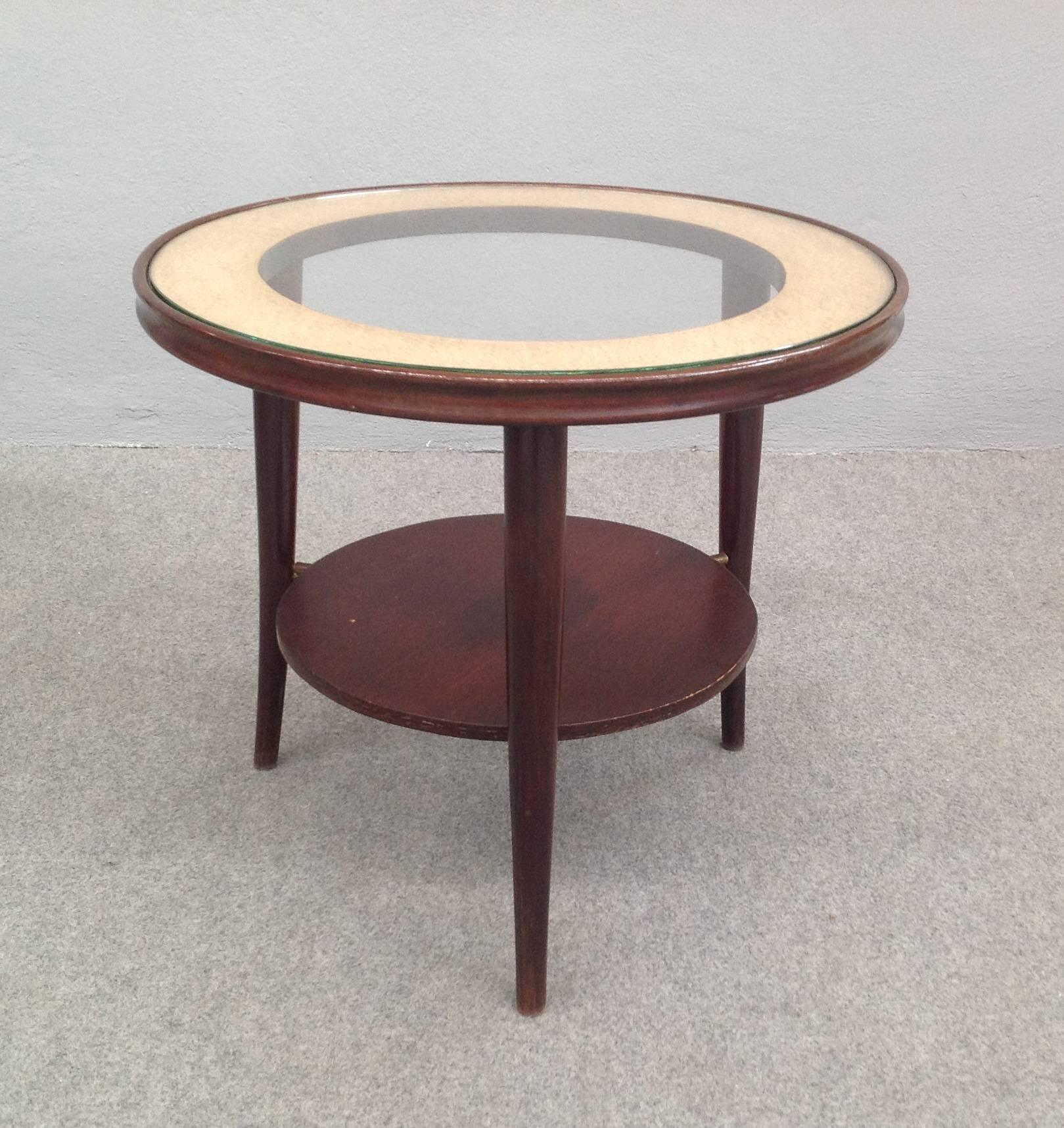 Mid-20th Century Pair of Wood and Parchment Side Table