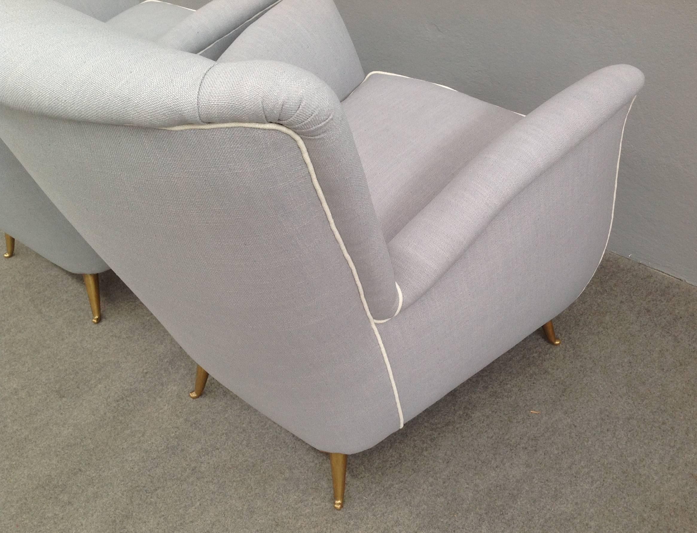 Charming Pair of Armchairs Gio Ponti Style 1