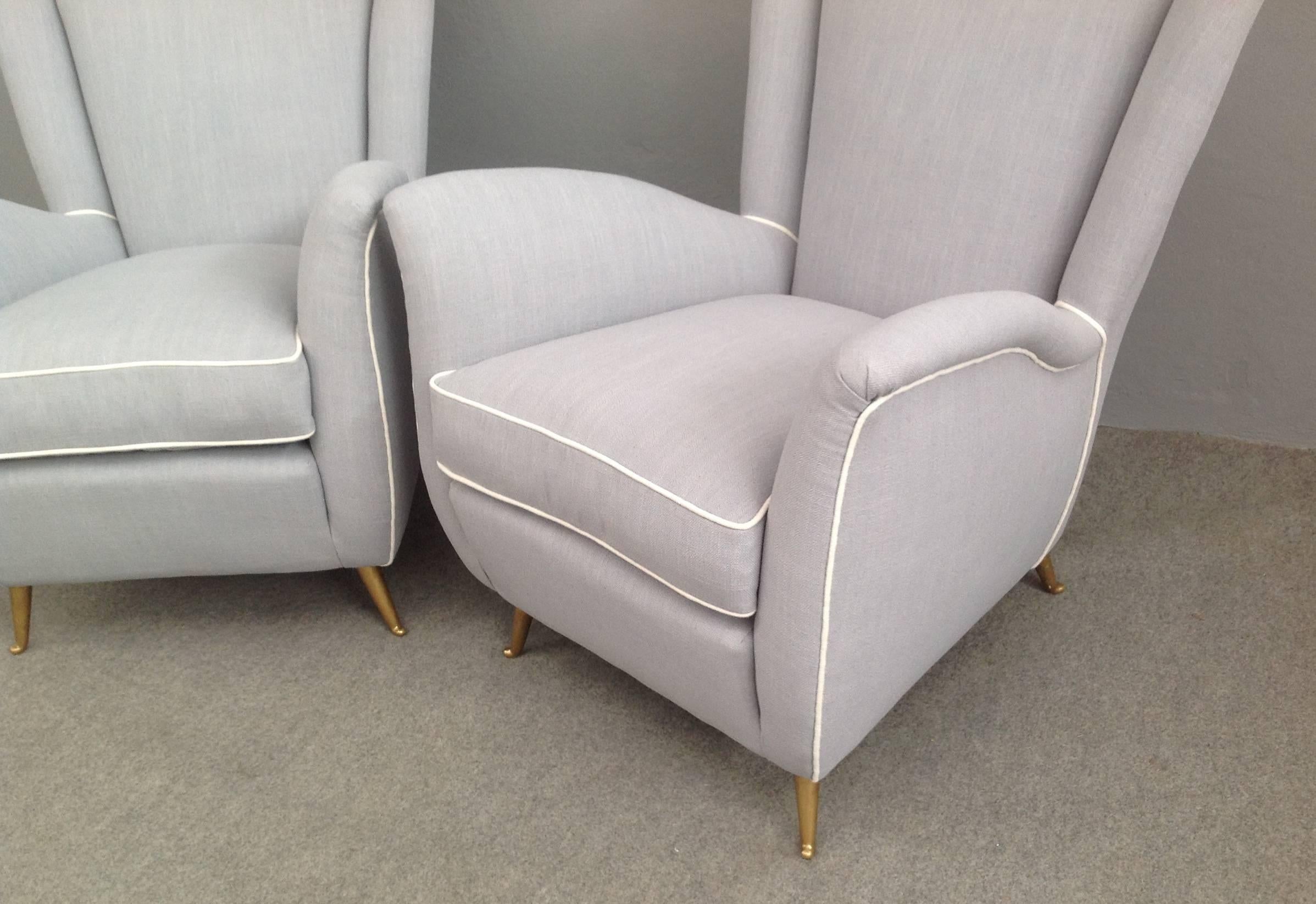 Charming Pair of Armchairs Gio Ponti Style 2