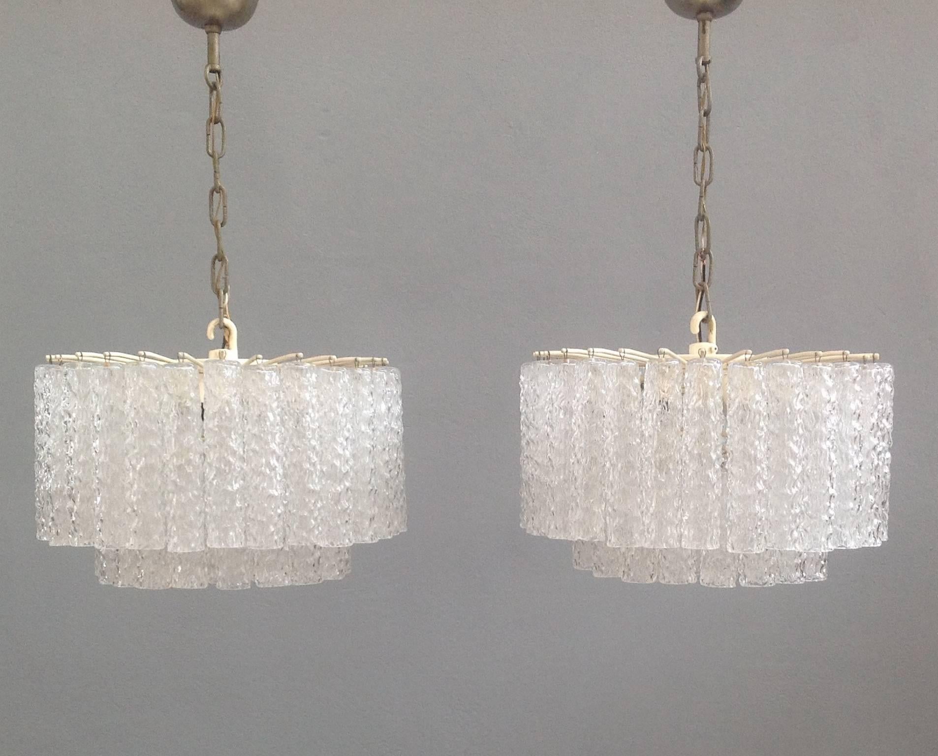 Rare Pair of Chandeliers by Venini 1