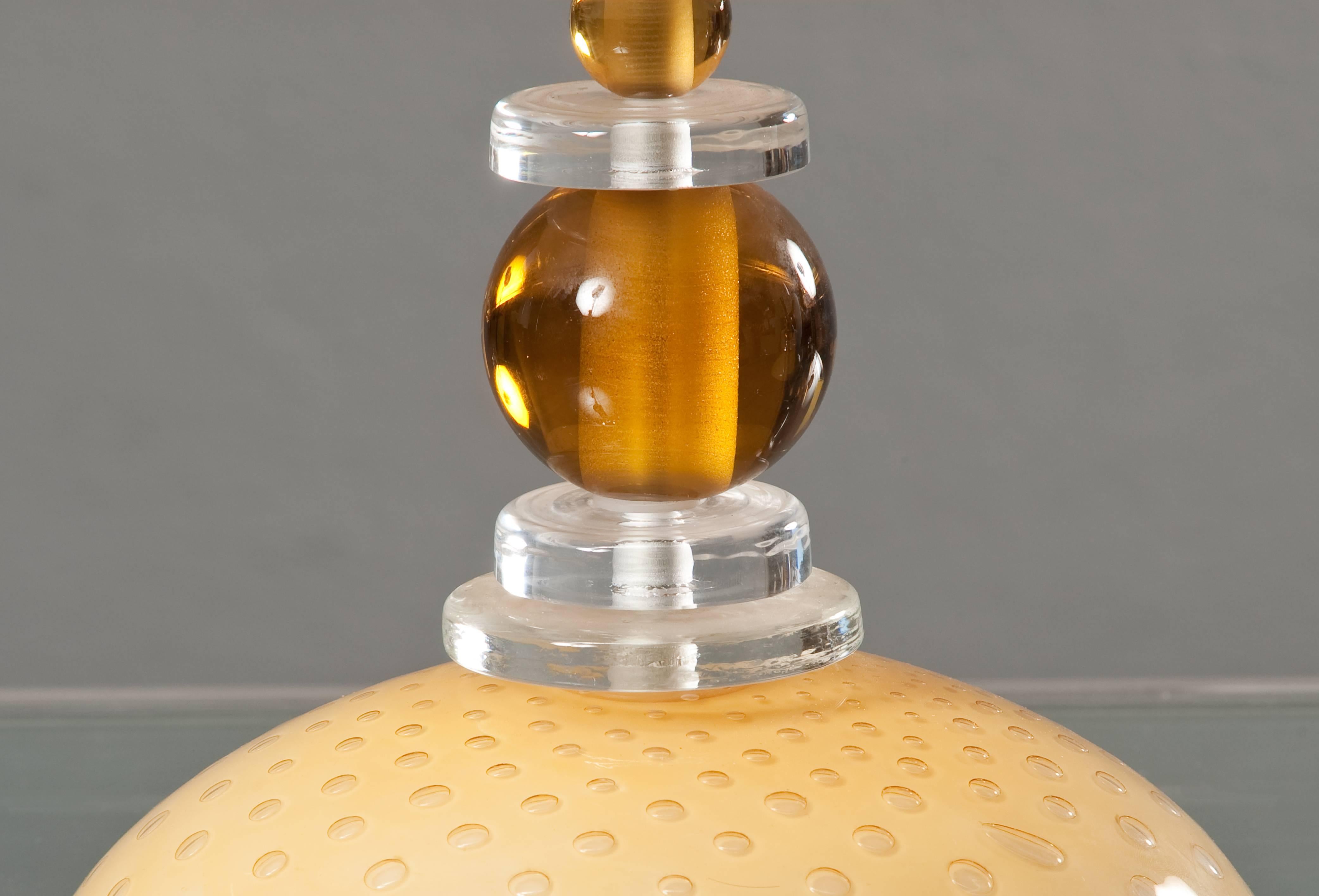 Very elegant pair of handblown Murano glass table lamps.