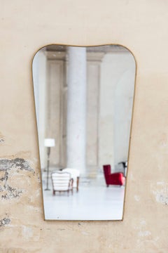 Italian brass wall mirror attributed to Gio Ponti, 1950s
