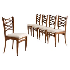 Set of Five Italian Wooden Chairs Attributed to Paolo Buffa, 1950s