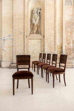 Set di sei sedie da pranzo in legno attribuite a Vittorio Valabrega, anni ’30