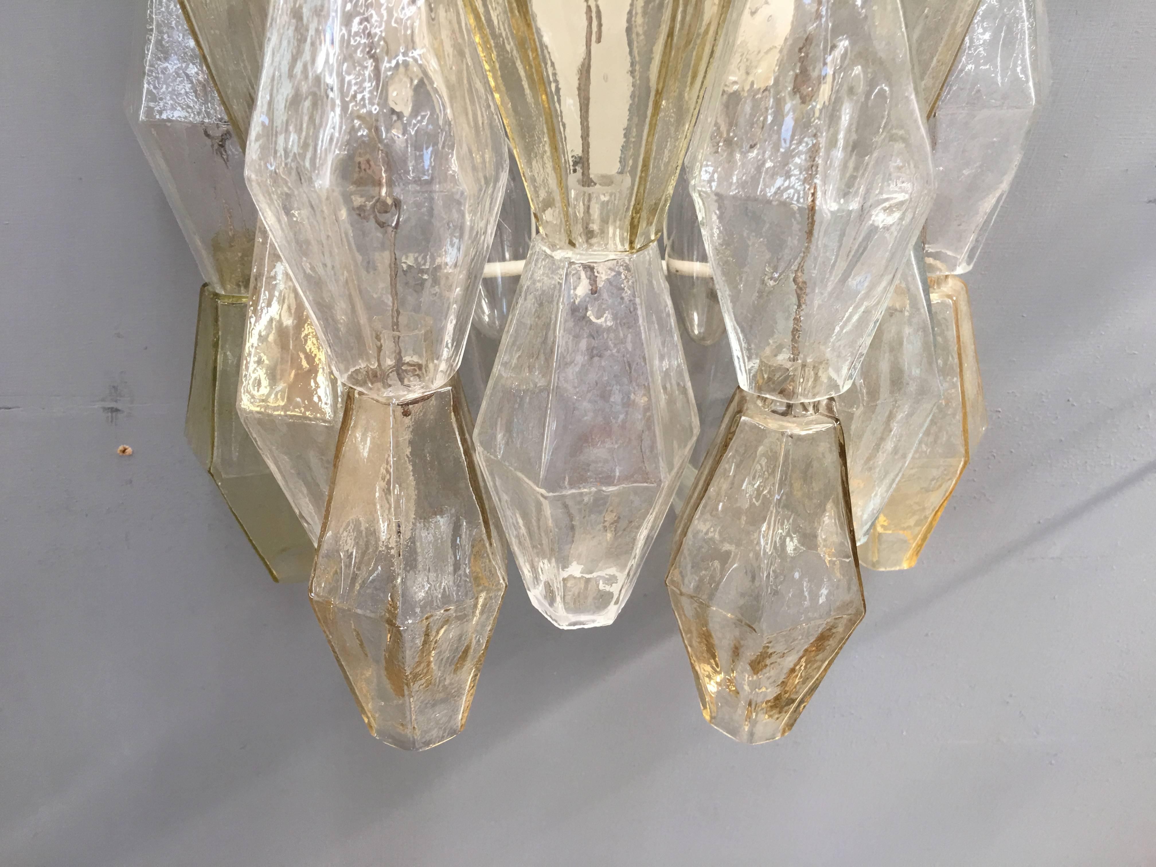 Mid-20th Century Pair of Polyhedral Venini Wall Lights