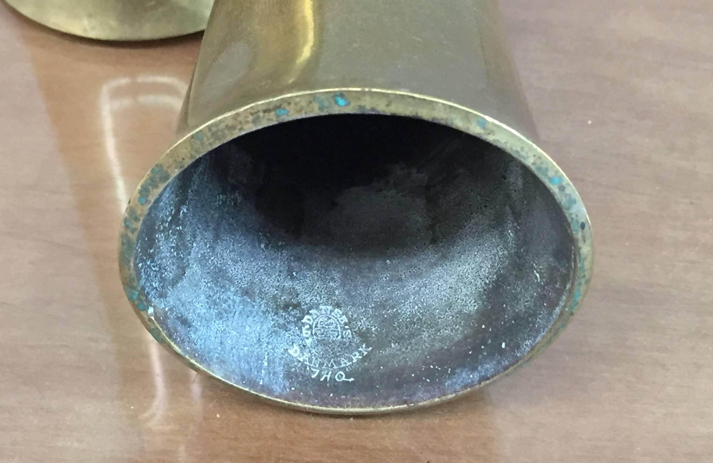 Mid-20th Century Pair of Brass Danish Candlestick Signed Jens Quistgaard for Dansk