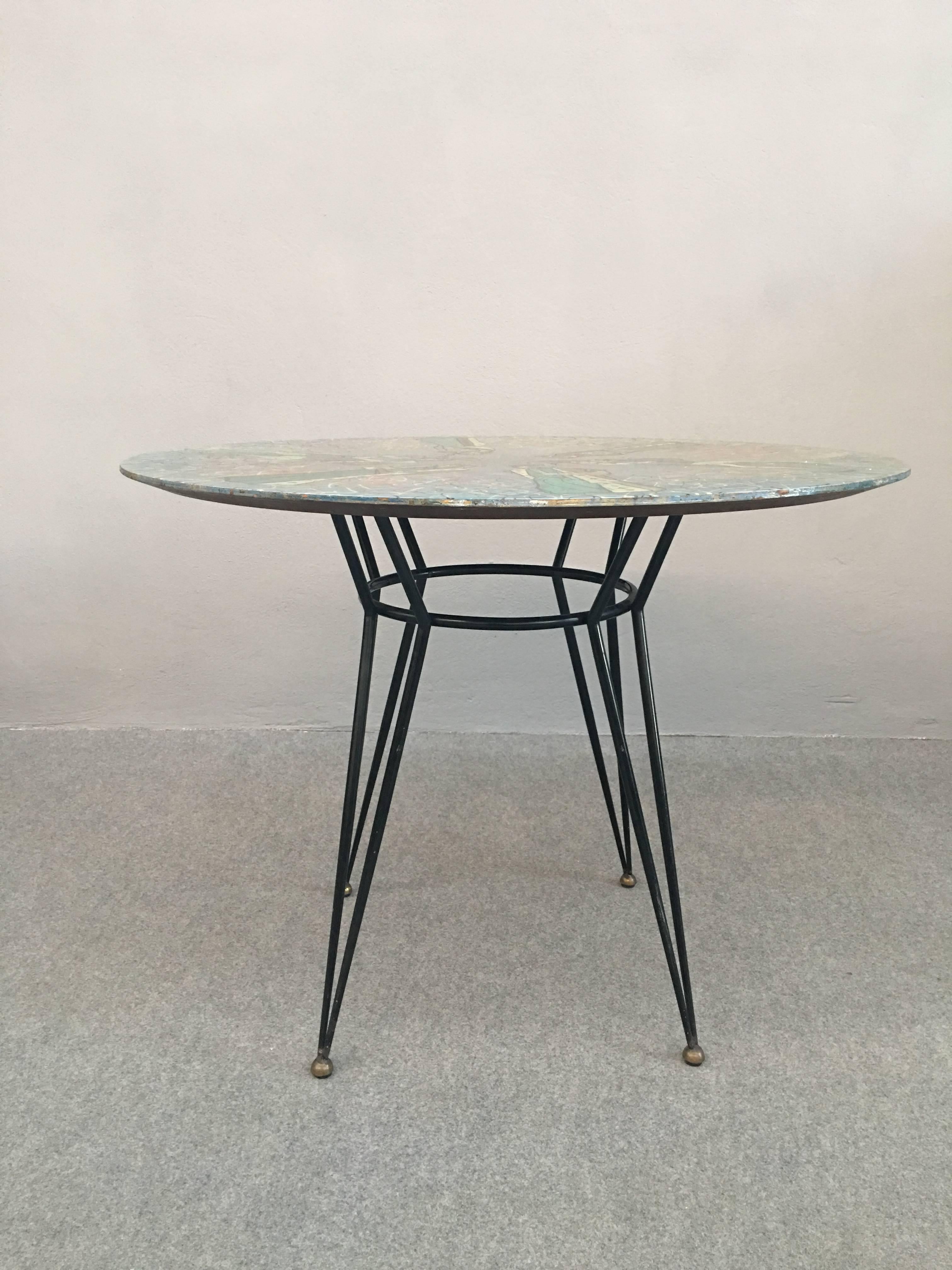 Mid-20th Century Glamorous Table by Decalage, Signed