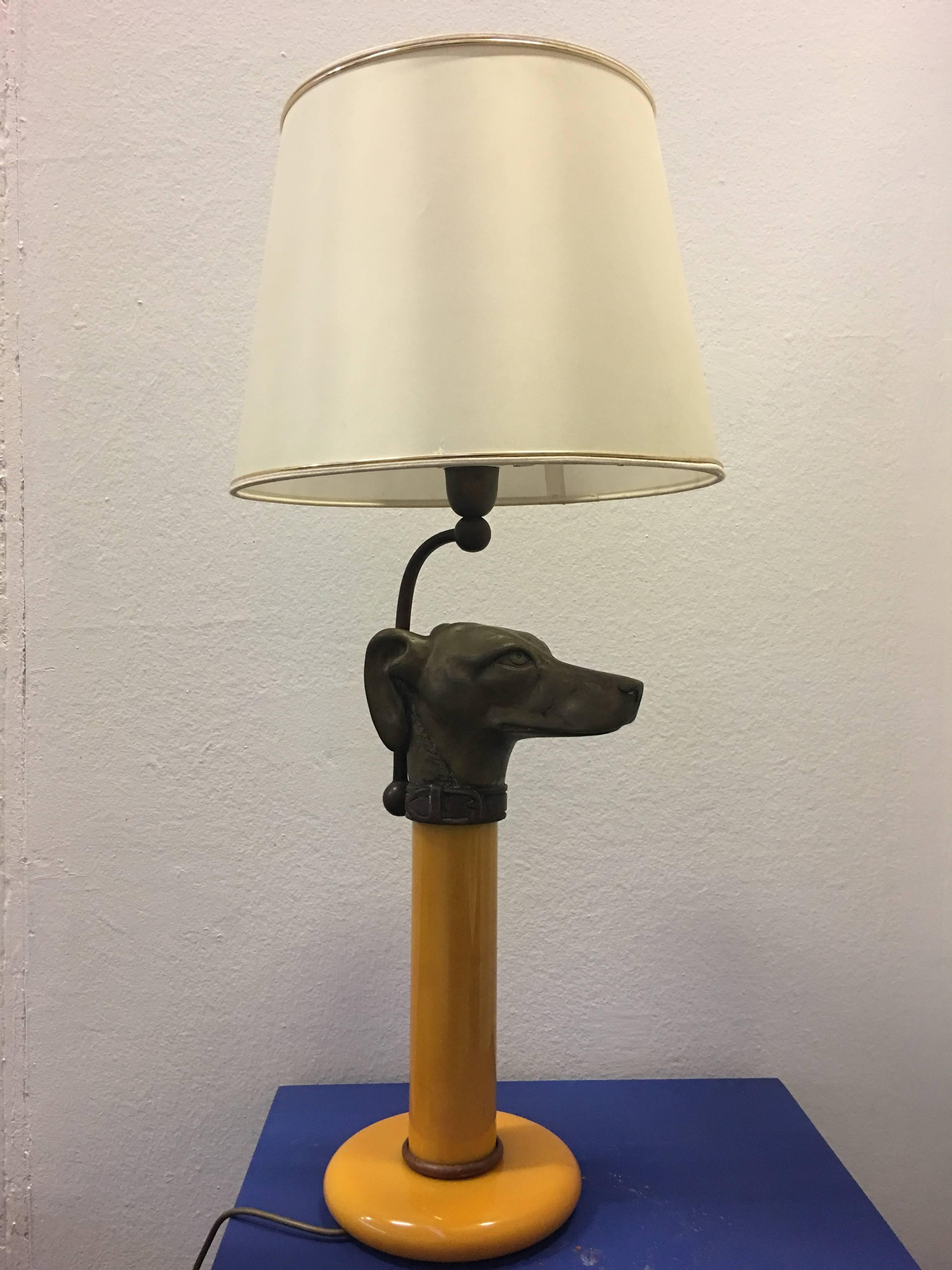 Rare Bronze and Glass Table Lamp In Excellent Condition In Piacenza, Italy