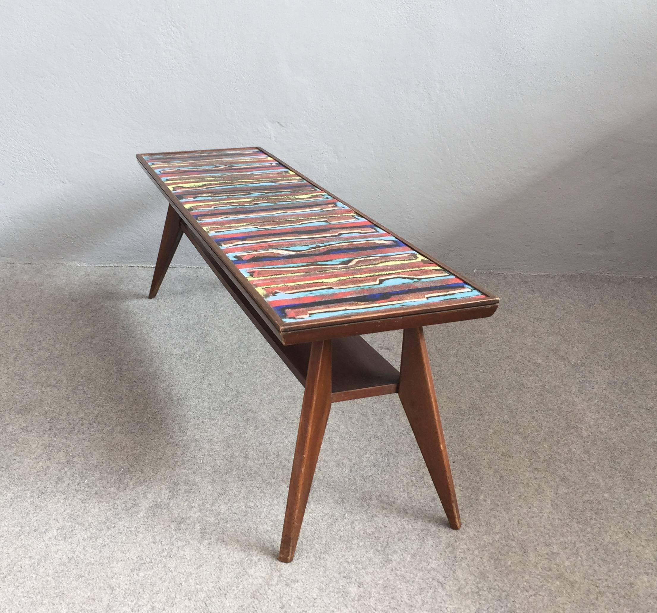 Stunning Italian Enameled Coffee Table In Good Condition In Piacenza, Italy