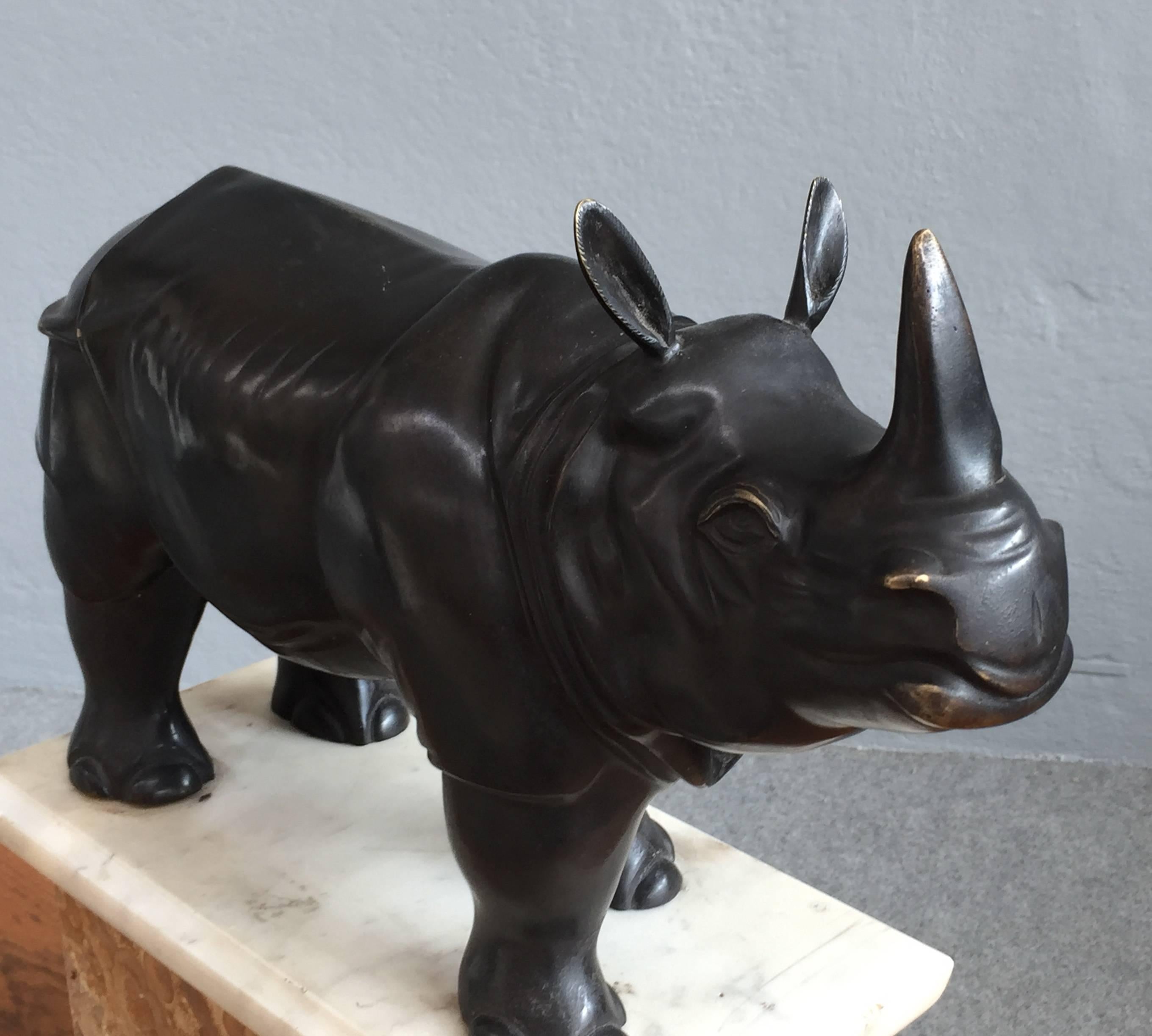 Mid-20th Century Wonderful Bronze Rhino