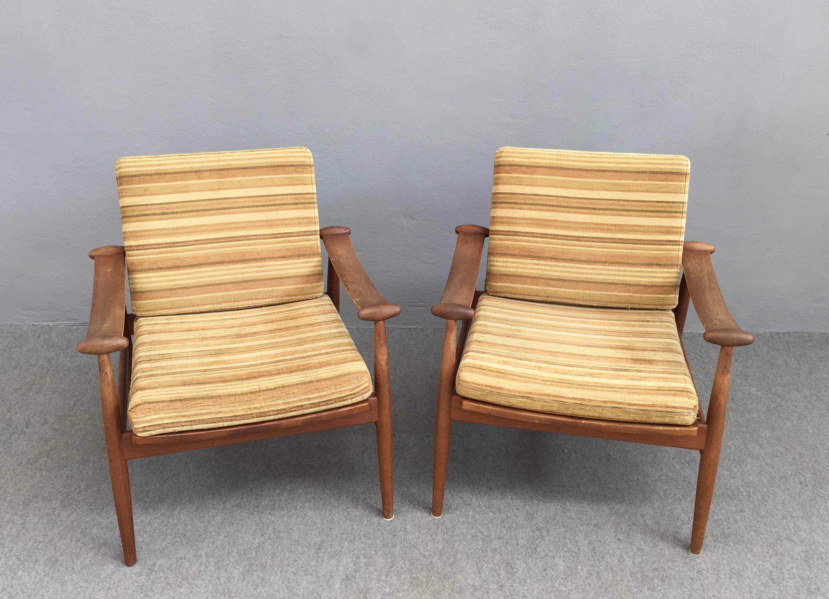 Mid-Century Modern Lounge Chairs Designed by Finn Juhl for France & Son