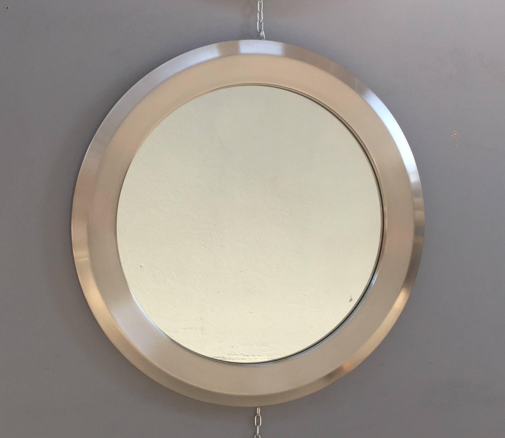 Very nice pair of chromed round mirror attributed to Sergio Mazza.
 